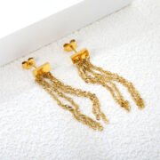 Golden Tassel Drop Earings - Image 5