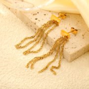 Golden Tassel Drop Earings - Image 6