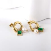 Pearl and Emerald Gold Drops - Image 5