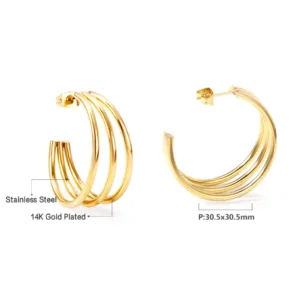 Triple Hoop Earrings - Image 4